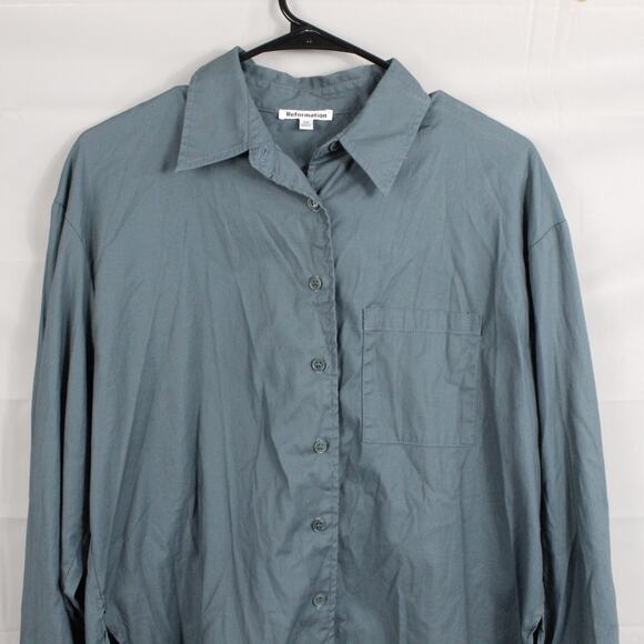 Reformation Top Womens Extra Small Andy Organic Cotton Oversized Shirt Business - Picture 2 of 9